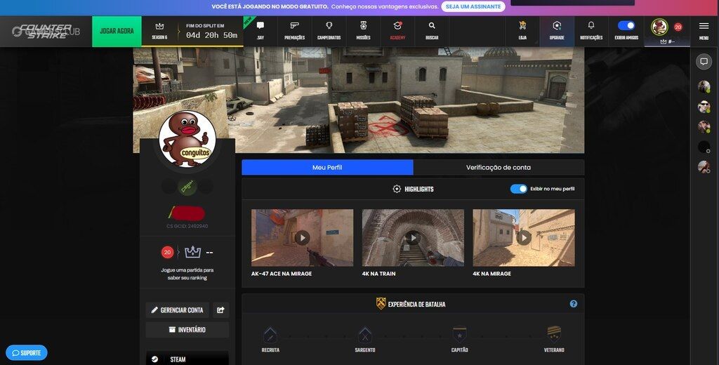 CONTA CS2 TRUST VERDE (LVL 20 GC 10 FACEIT E 26K PREMIER)