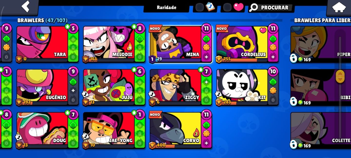 Conta Brawl Stars 8.000 Troféus + 47 Personagens e Muito Mais!