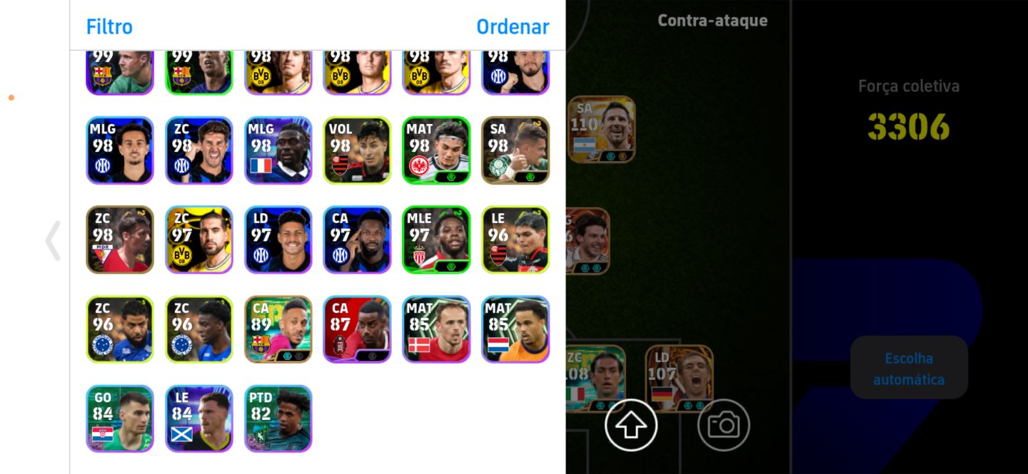 CONTA EFOOTBALL MOBILE - 3306 DE FORÇA COLETIVA