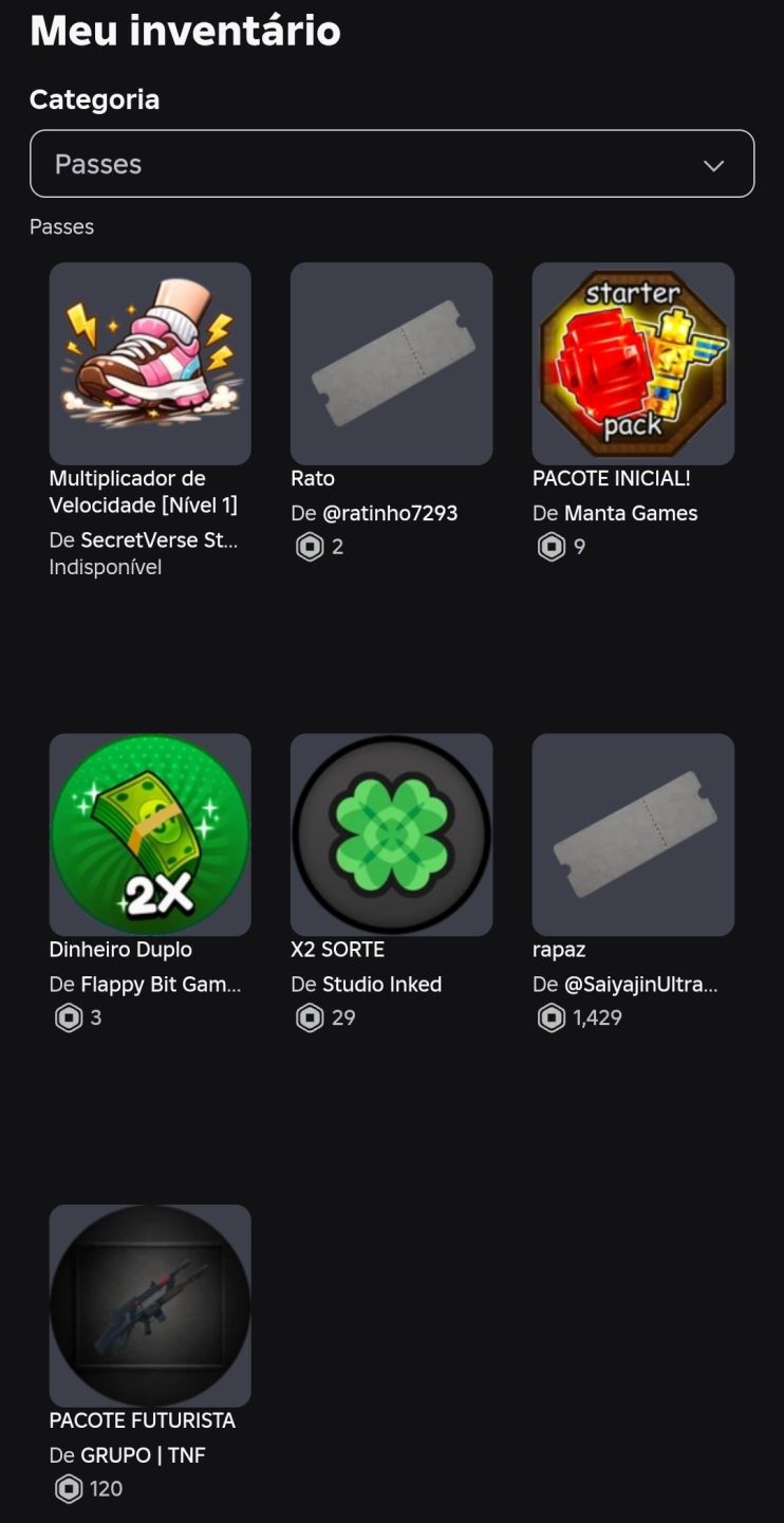 CONTA ROBLOX, COM GAMEPASS JUSTO KAISER
