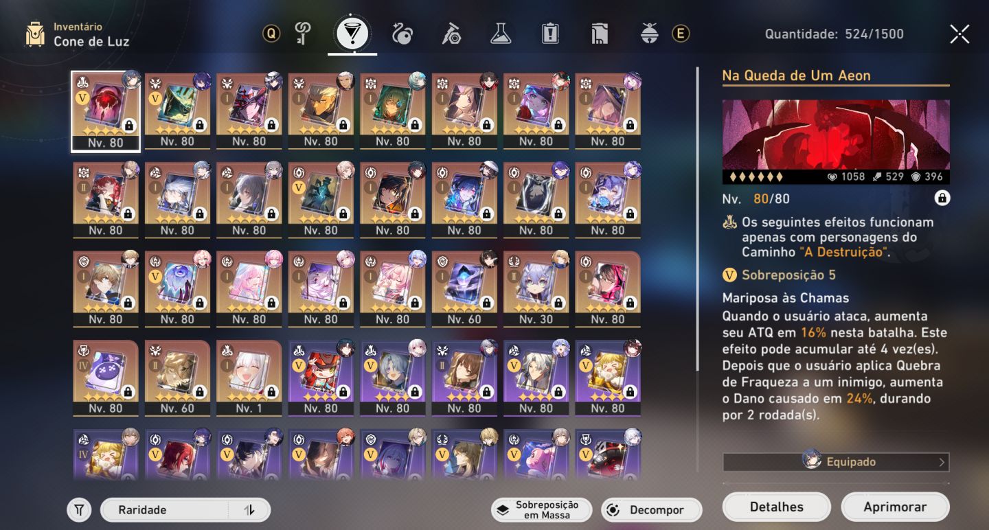 Conta Endgame Honkai + ZZZ todos os personagens bem buildados