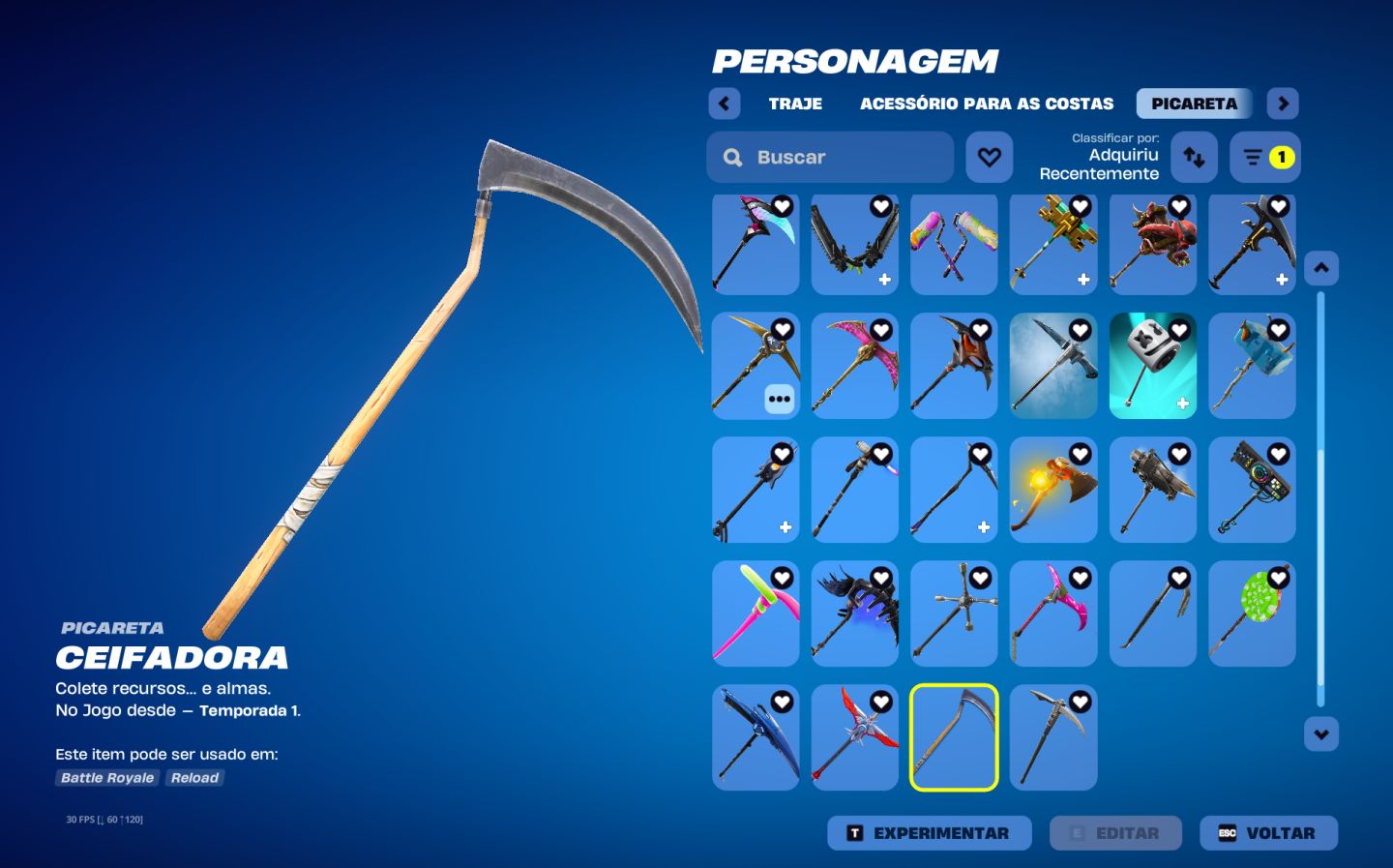 Conta antiga Fortnite - desde a Temporada 3 do capitulo 1 - skins, danças e etc.