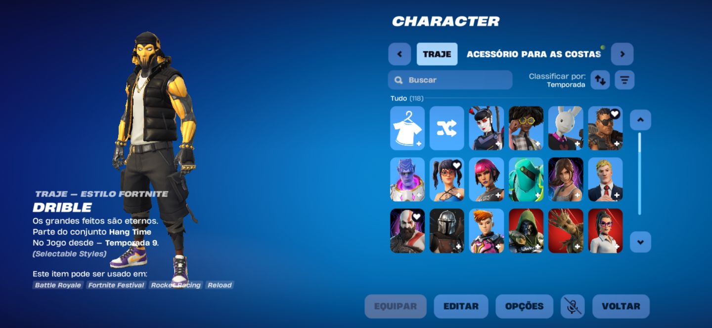 Conta fortnite com 118 skin e tendo skins raras desde a primeira temporada