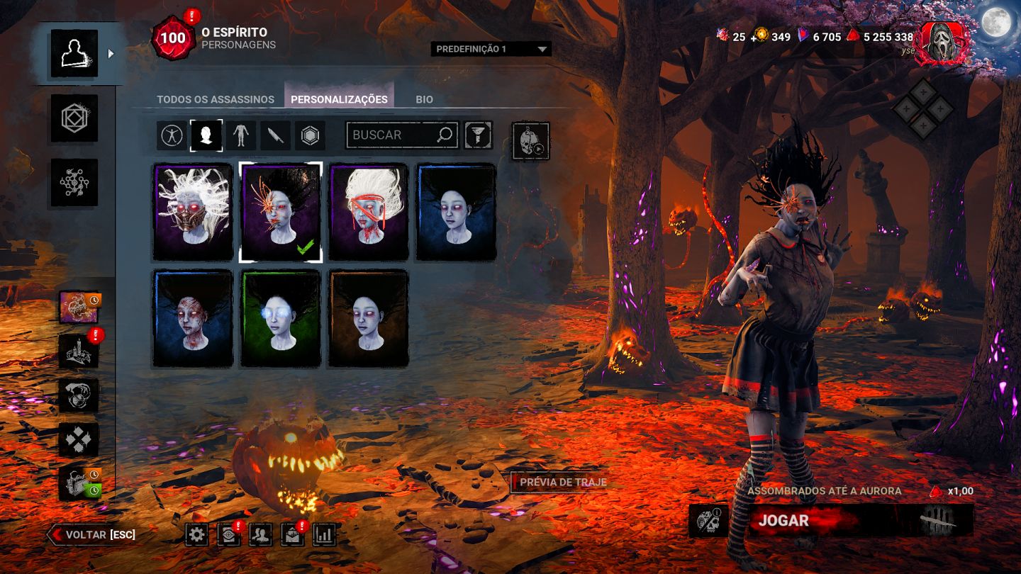 Conta DBD com bordas legacy, DLC do Myers, muitas skins e P100