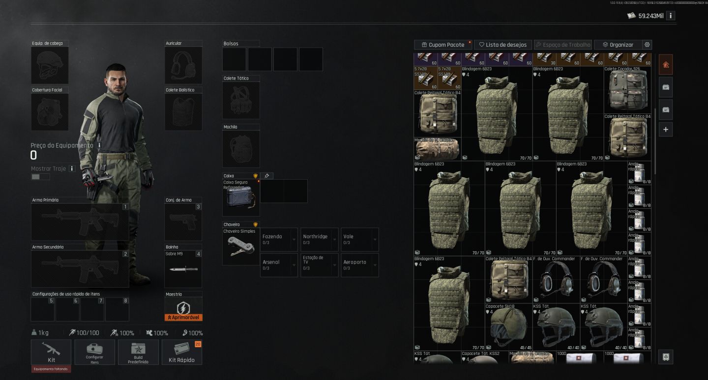 Conta 16 Arena Breakout -PC-64m basicamente tudo em KOEN - 1 LUVA - 59M de KOEN