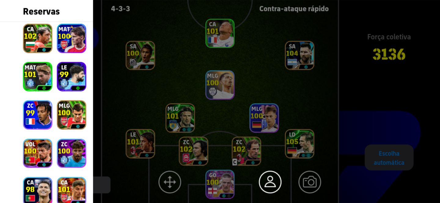Conta Efootball força do time 3136