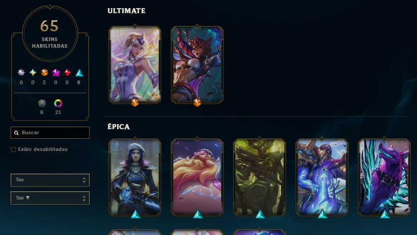 Conta mestre lol / 2 skins ultimate / level 88 / 65 skins