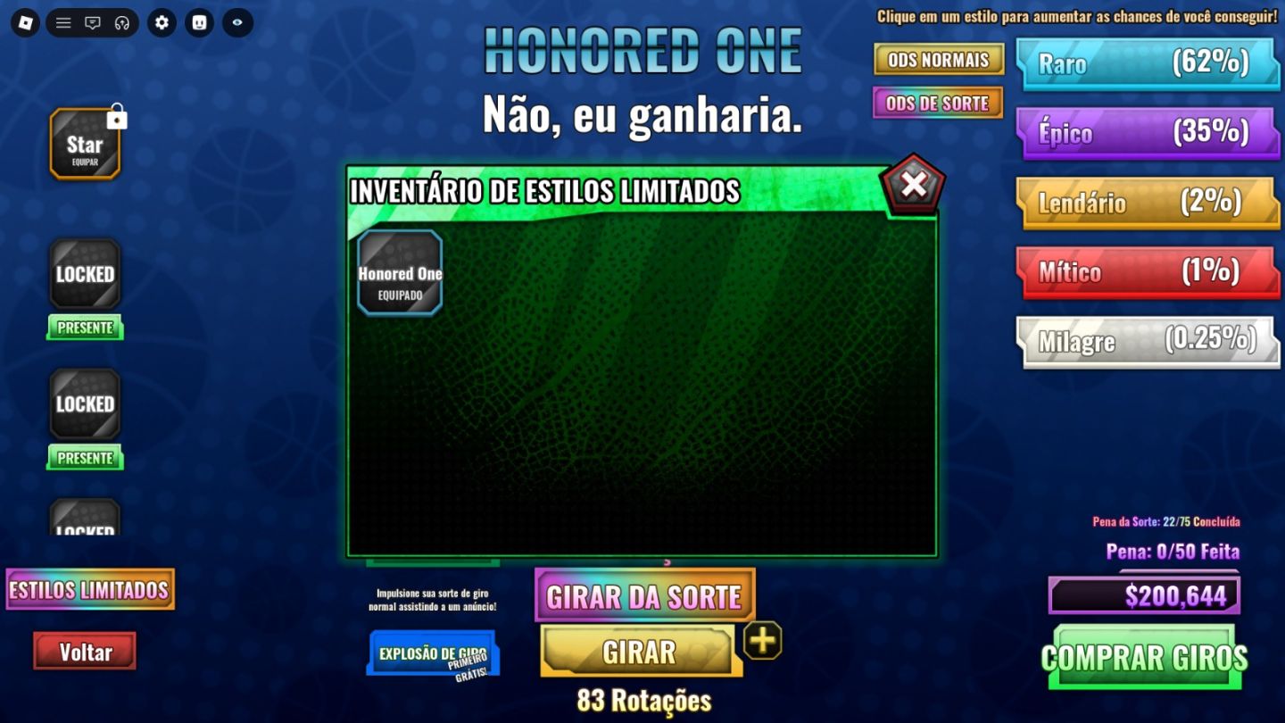 CONTA BASKETBALL ZERO HONORED ONE !!!!/LVL22/PTS 922