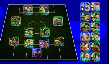 Conta Efootball 3184 Over, Pelé 107, Puskás 105, De Bruyne 105, Cannavaro 106