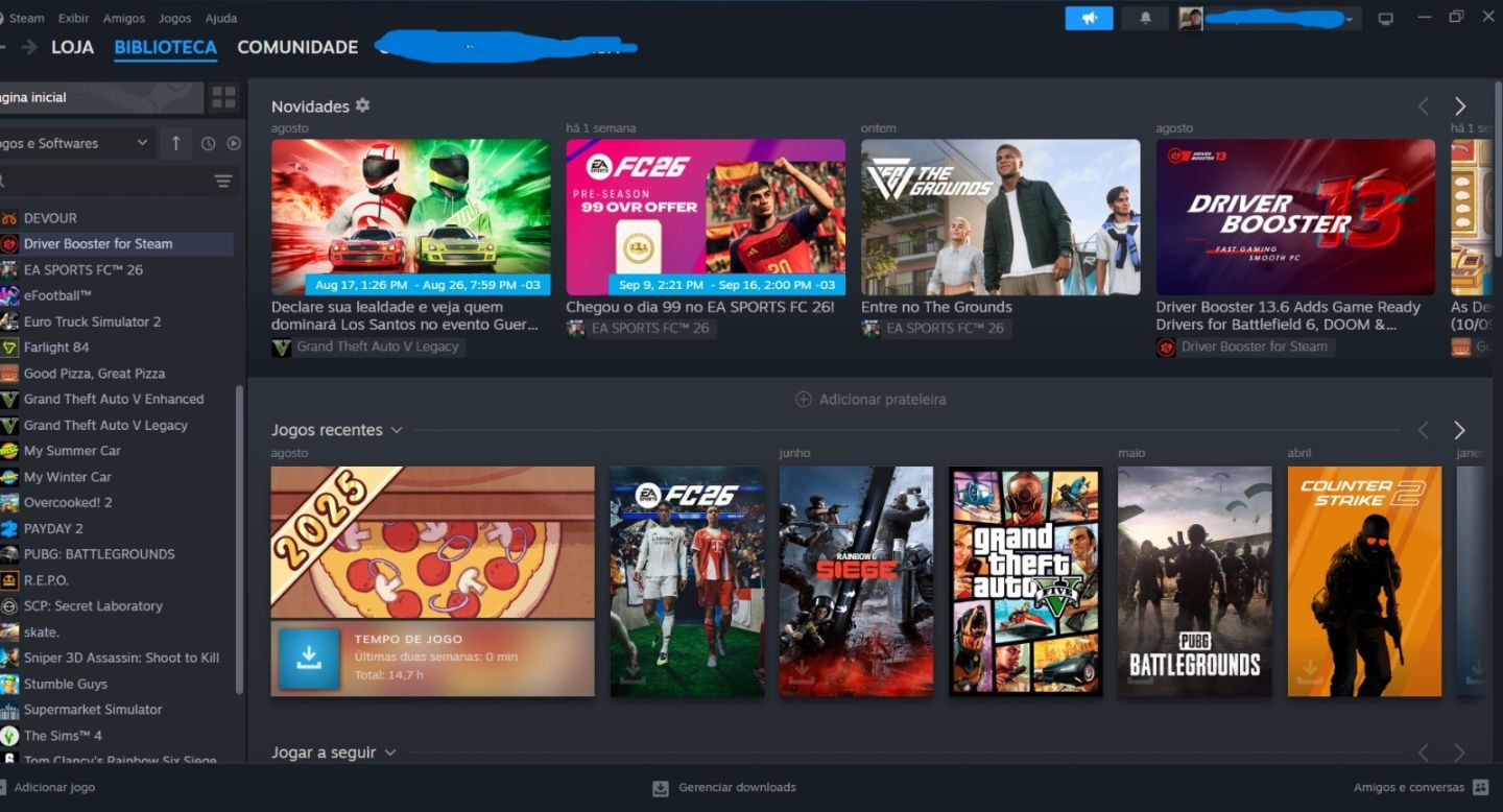 Conta Steam FULL ACESSO com GTAV Conta Online 100% Upada, EA FC26, e muito mais!