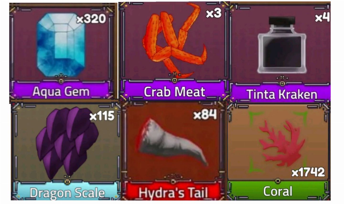 ESPADAS/ FRUTAS/ ACESSÓRIOS/MATERIAIS/ ITENS/ ITEM/ KING LEGACY