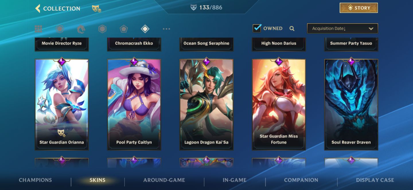 Conta lv164, grão mestre c 133 SKINS.