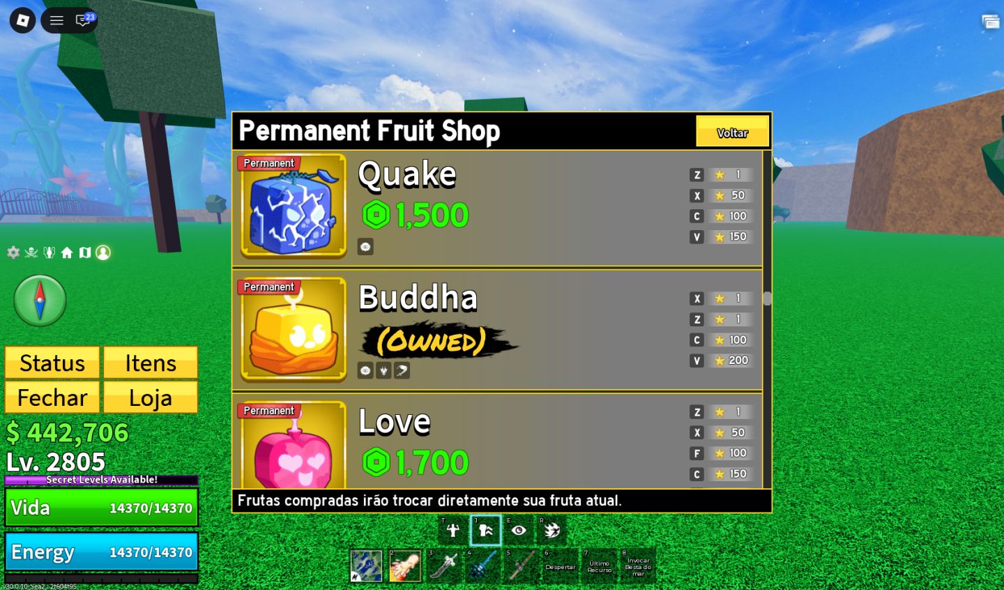 CONTA DE BLOX FRUITS COM FRUTAS PERM