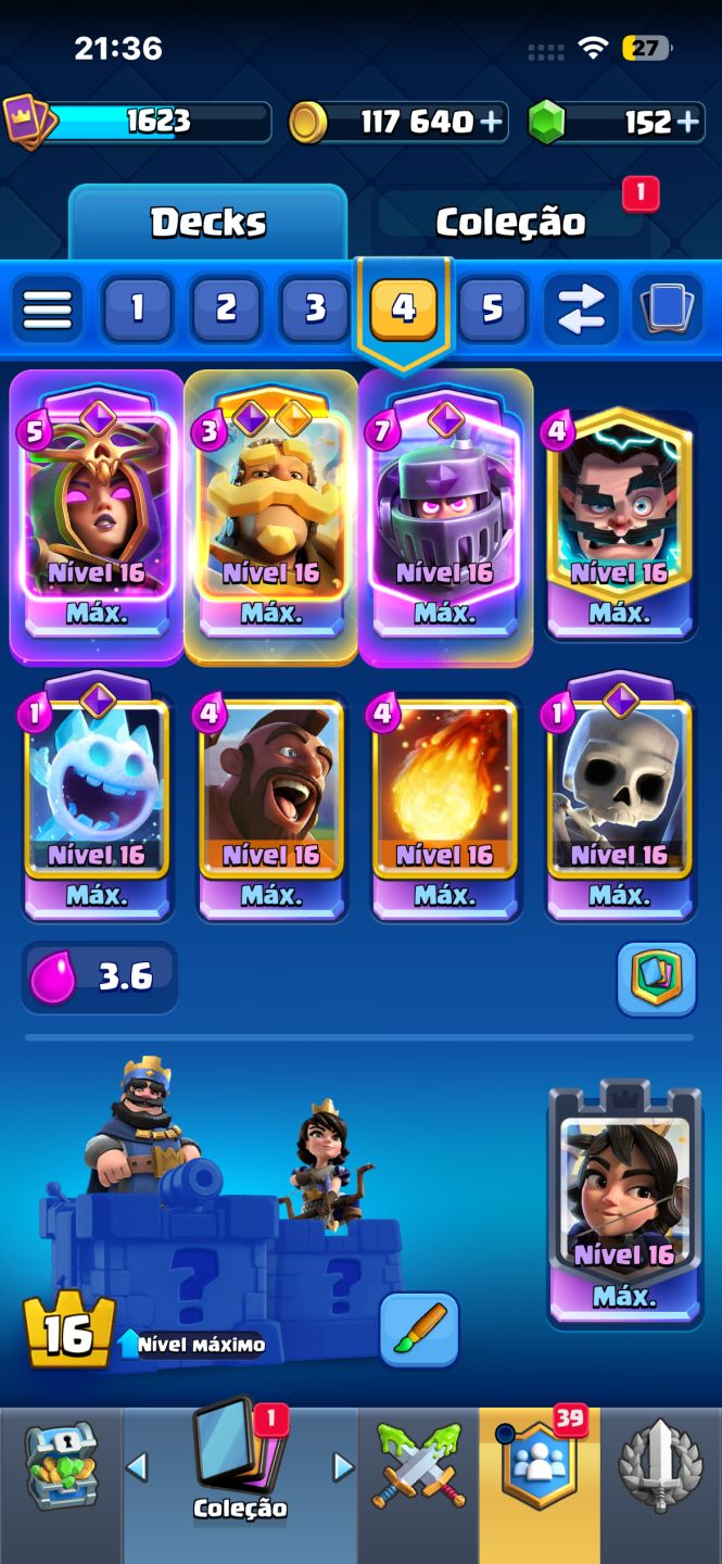 Conta clash royale 13750 troféus level 16