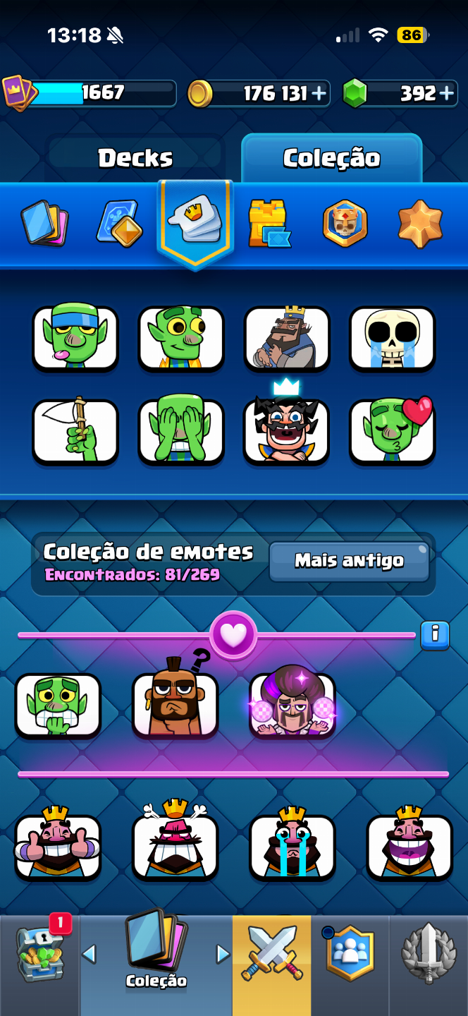 CONTA CLASH ROYALE LEVEL 15 - 10529 TROFEUS - DECK LOGBAIT MAXIMIZADO LEVEL 16
