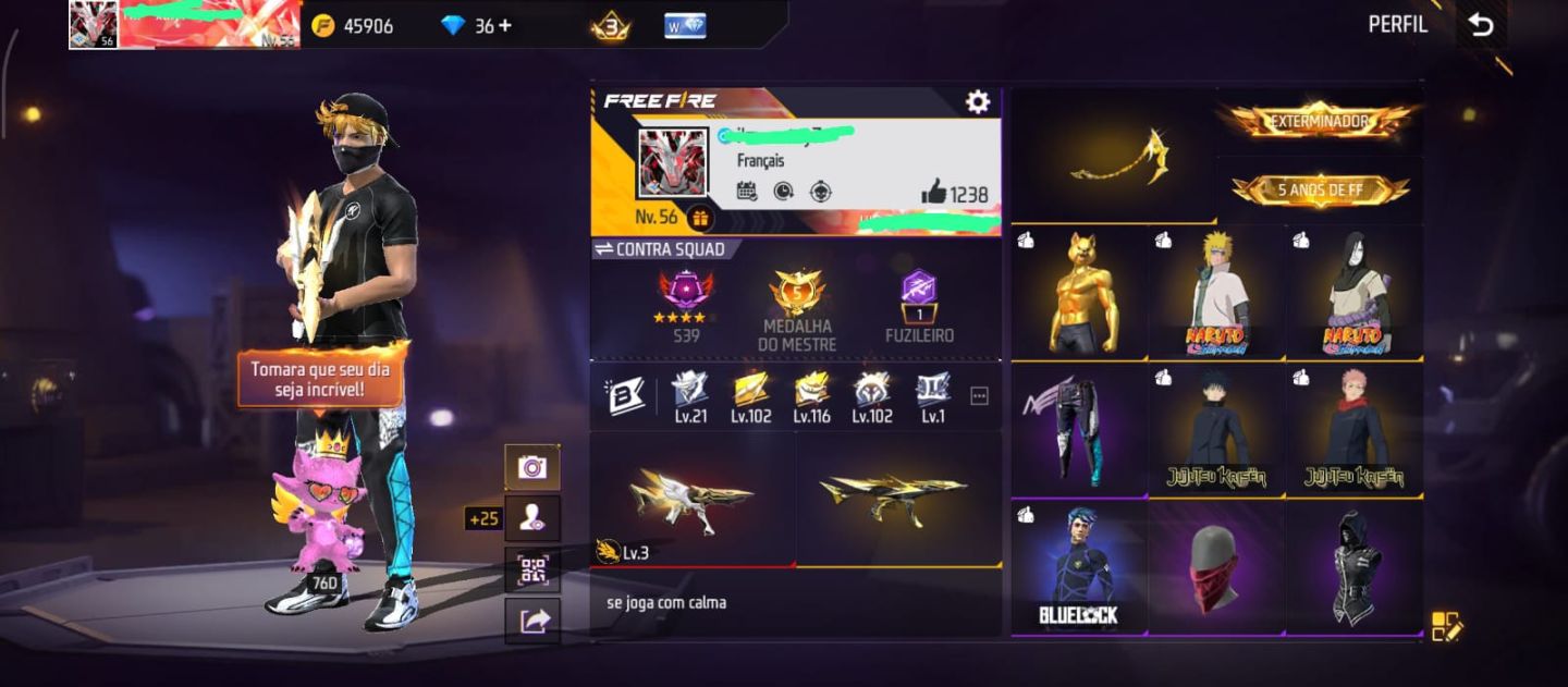 Conta Free Fire com Angelical