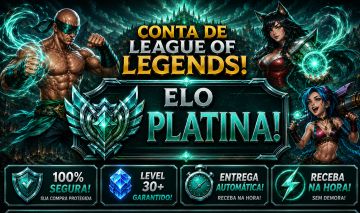 [ENTREGA AUTOMÁTICA] LOL PLATINA, 21 SKINS, 1 MÍTICA, 2 LENDÁRIAS, LVL 64, 9K EL