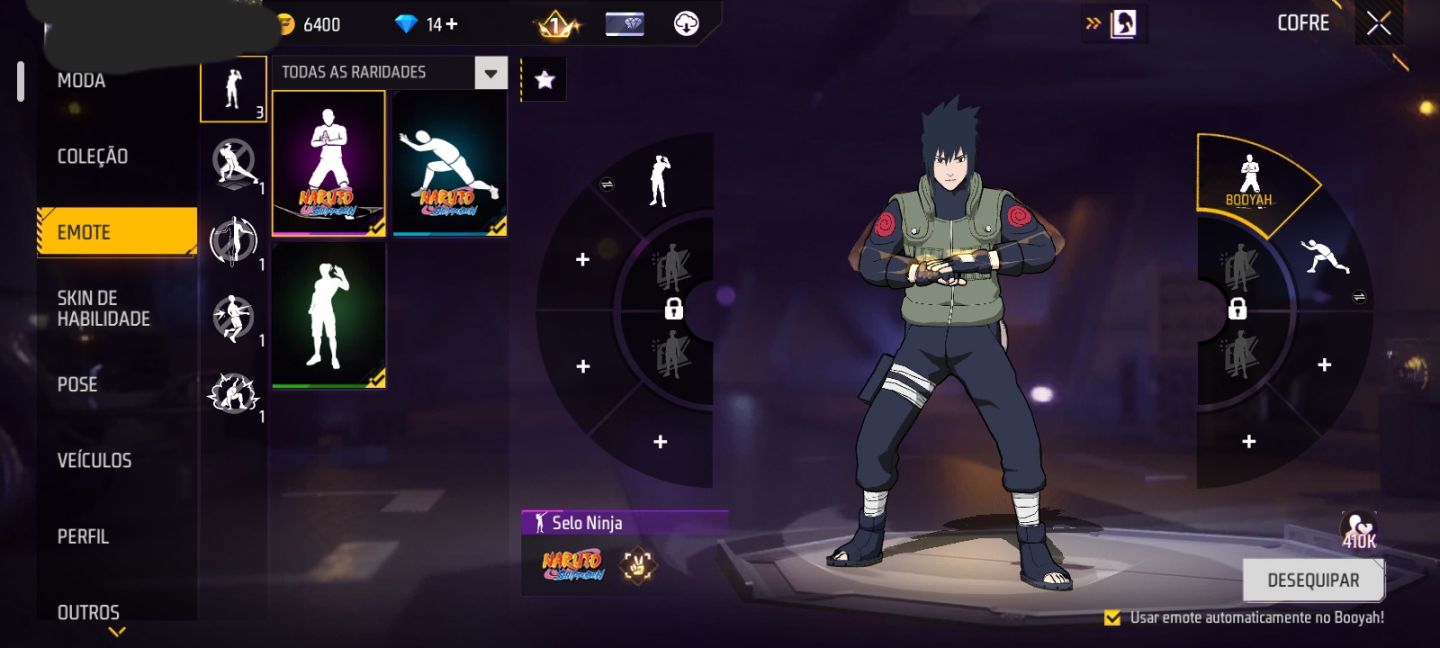 CONTA FF NIVEL 20 COM SASUKE, KAKASHI, SAKURA E GROZA DO SASUKE + BIO DE BATALHA