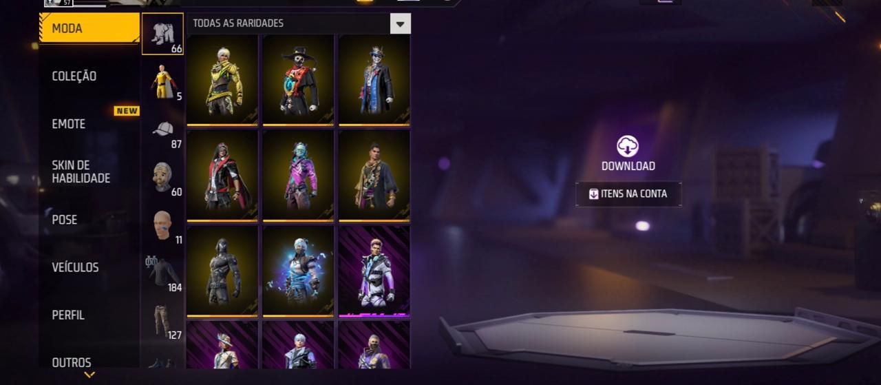 CONTA FREE FIRE | 150+ SKINS E ITENS RAROS | MCLAREN P1 | DRAGÃO NEGRO LV.3