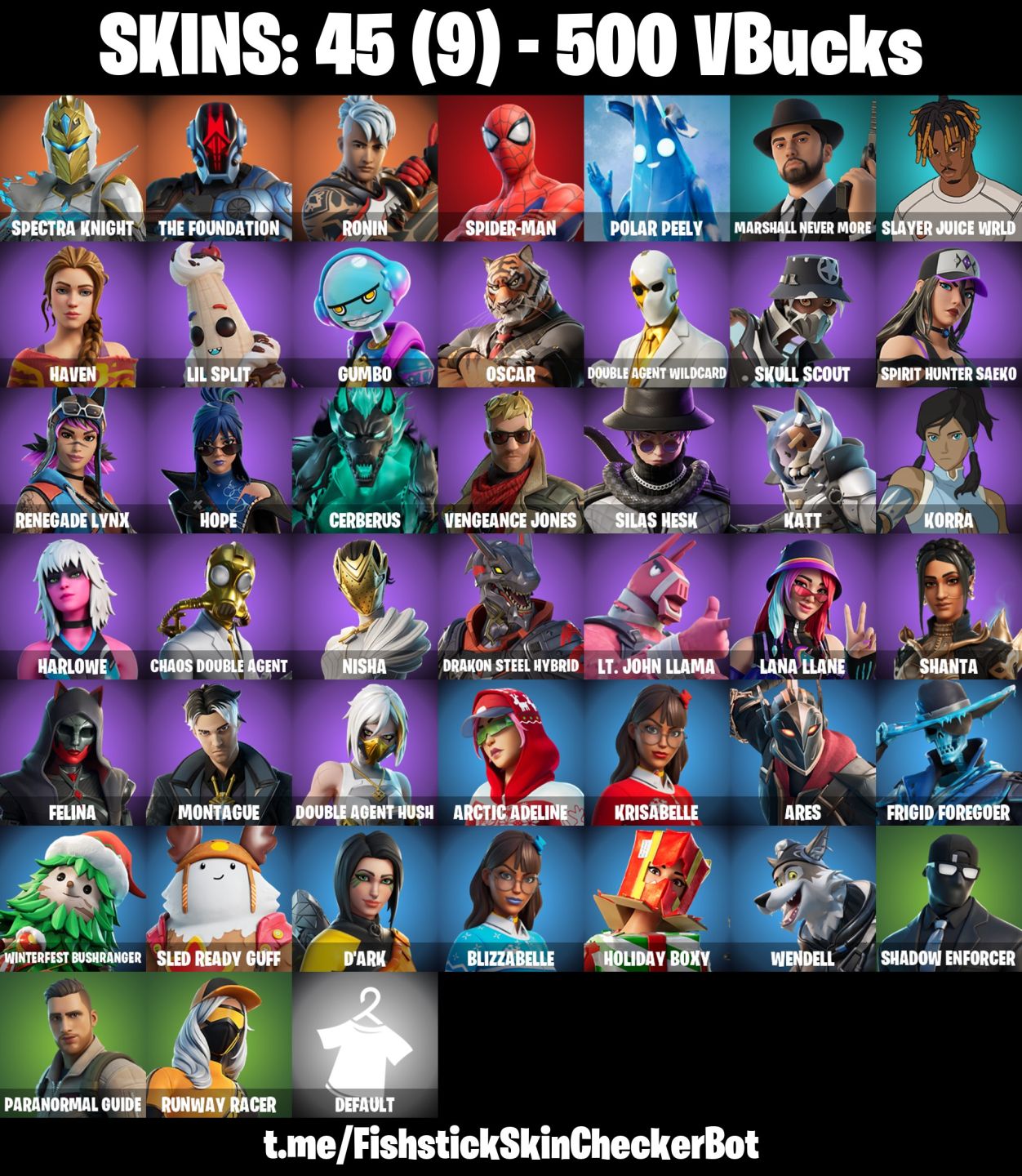 Conta Fortnite com Polar Peely | Marshall Never More | Slayer Juice e 45 Skins
