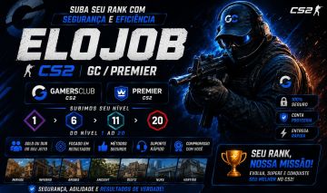 Elojob CS2 | GamersClub e Premier | Level 1 ao 20 | Solo/Duo