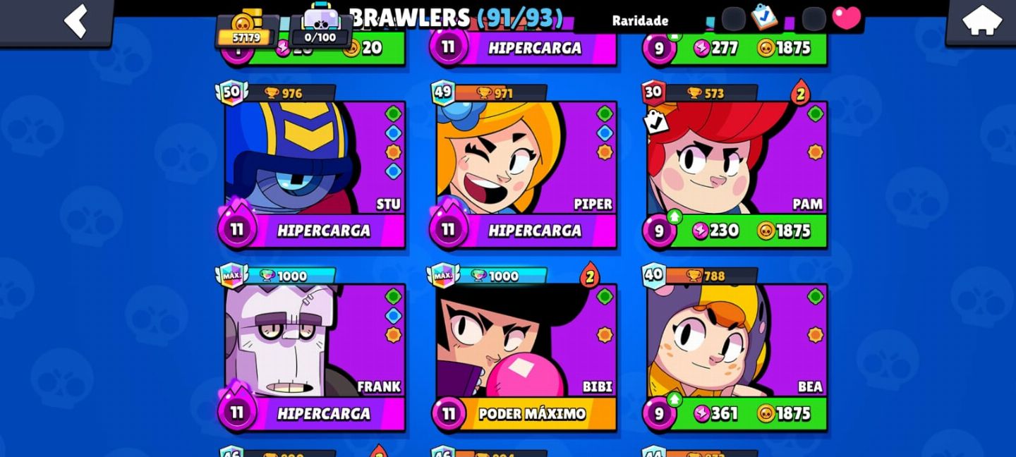 Conta Brawl Stars Rara 91/93 personagens - Vem no Certo