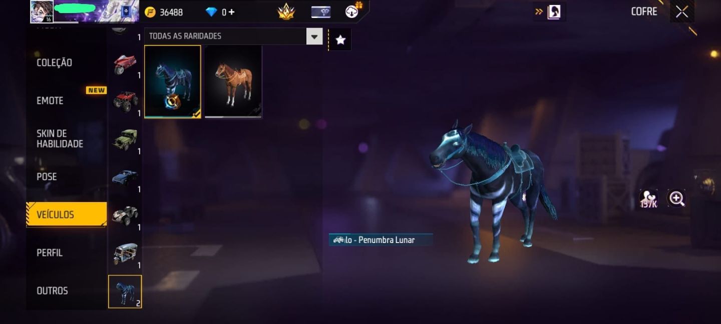 CONTA FF LVL 16: TROCA NICK + CAVALO PENUMBRA + AUG ECLIPSE