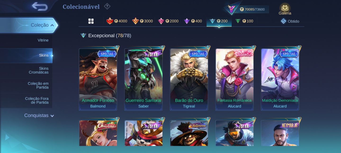 CONTA COLECIONADOR RENOMADO 2 FULL HERÓIS E 309 SKINS
