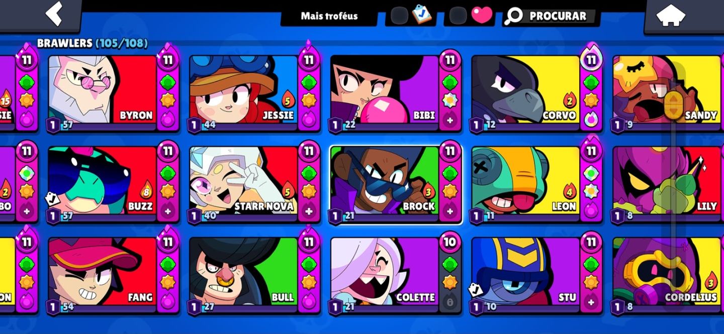 Brawl Stars | 105 Brawlers | 52.252 Troféus | Skins Raras | Faltam 3 para Full!