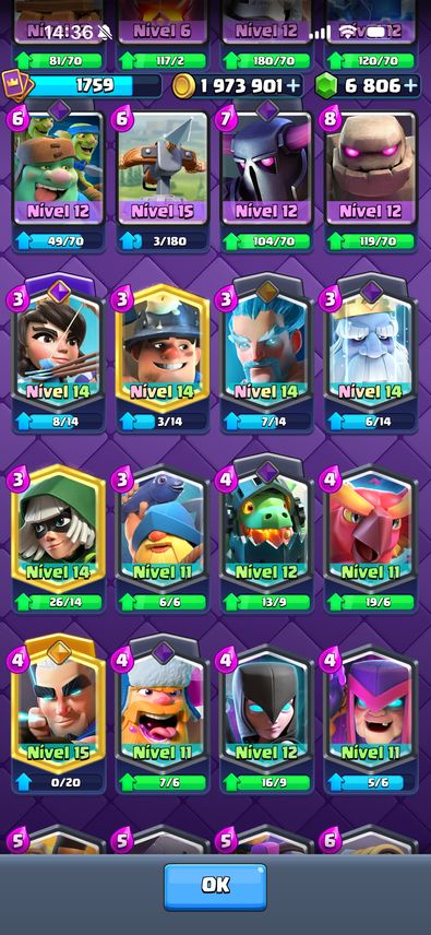 CONTA DE CLASH ROYALE DECK 2.6 NIVEL 16