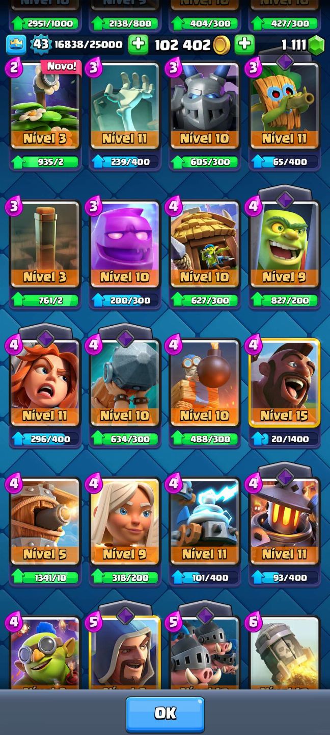 Conta de Clash Royale com 8 anos, +1100 gemas para troca de nome.