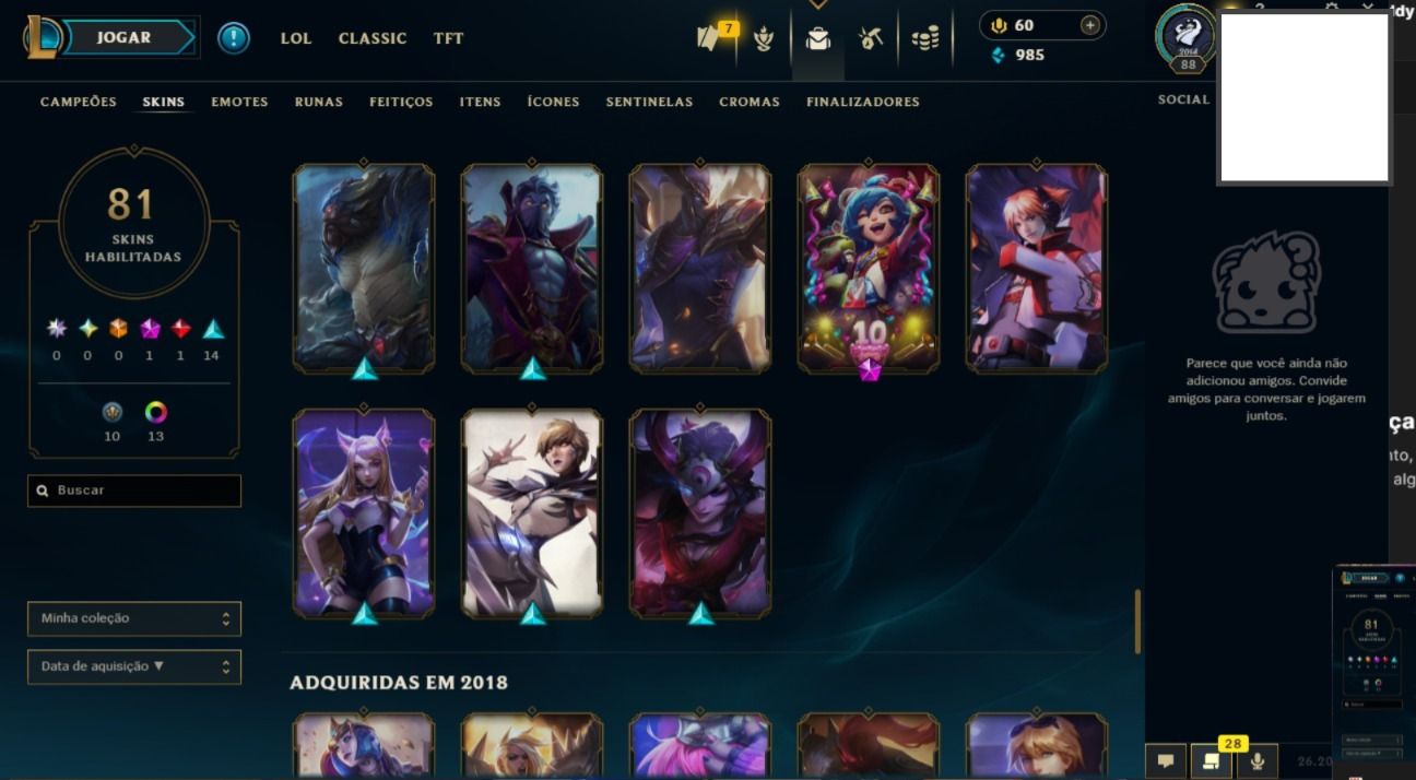 Conta 2014 com 80 champs e 41 skins