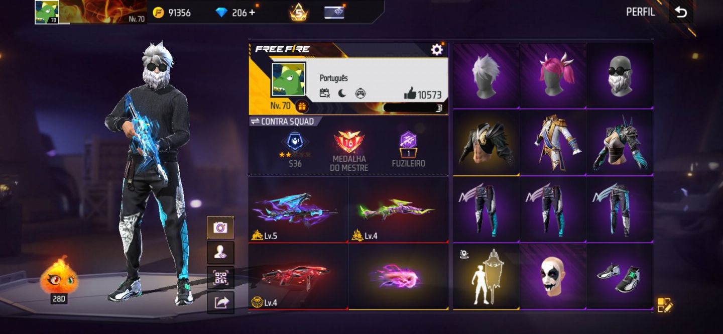 Conta free fire gemada com barbinha, punho, bandeirao, evolutiva 7 anos de idade
