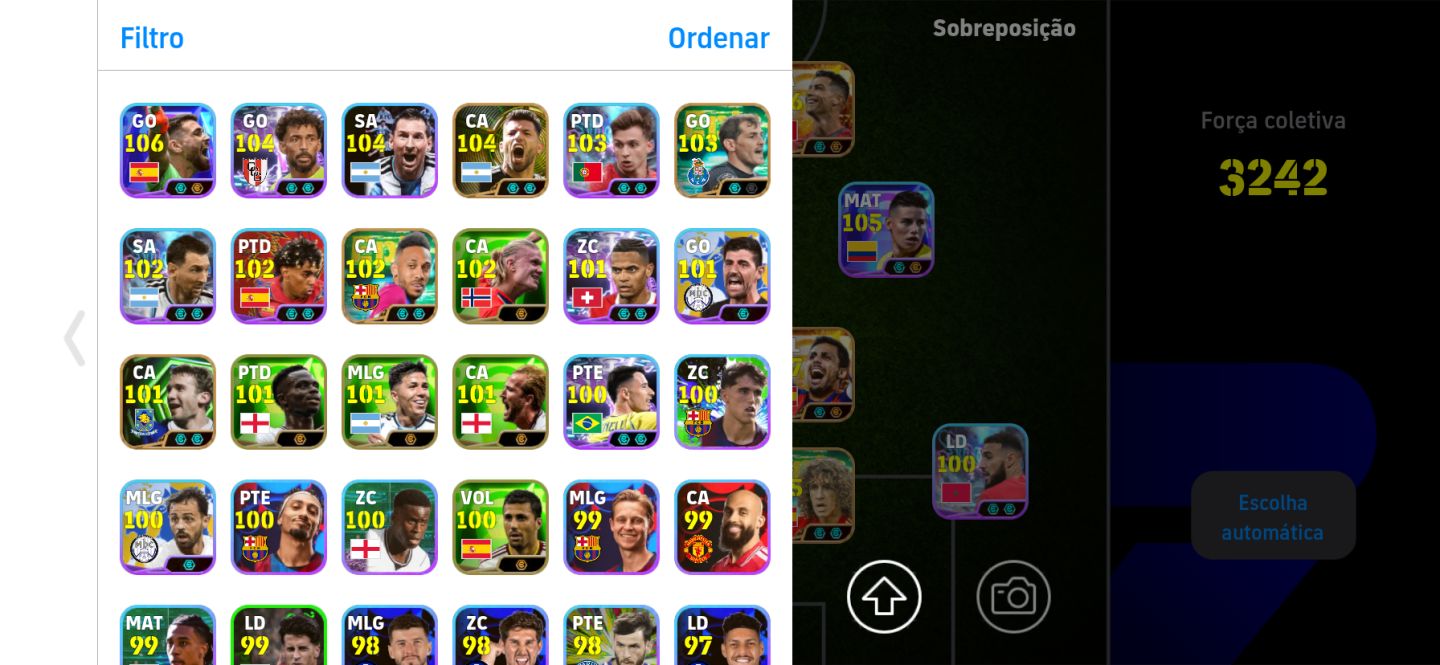 EFootball Mobile | Conta 3242 de Força Coletiva | Elenco Forte