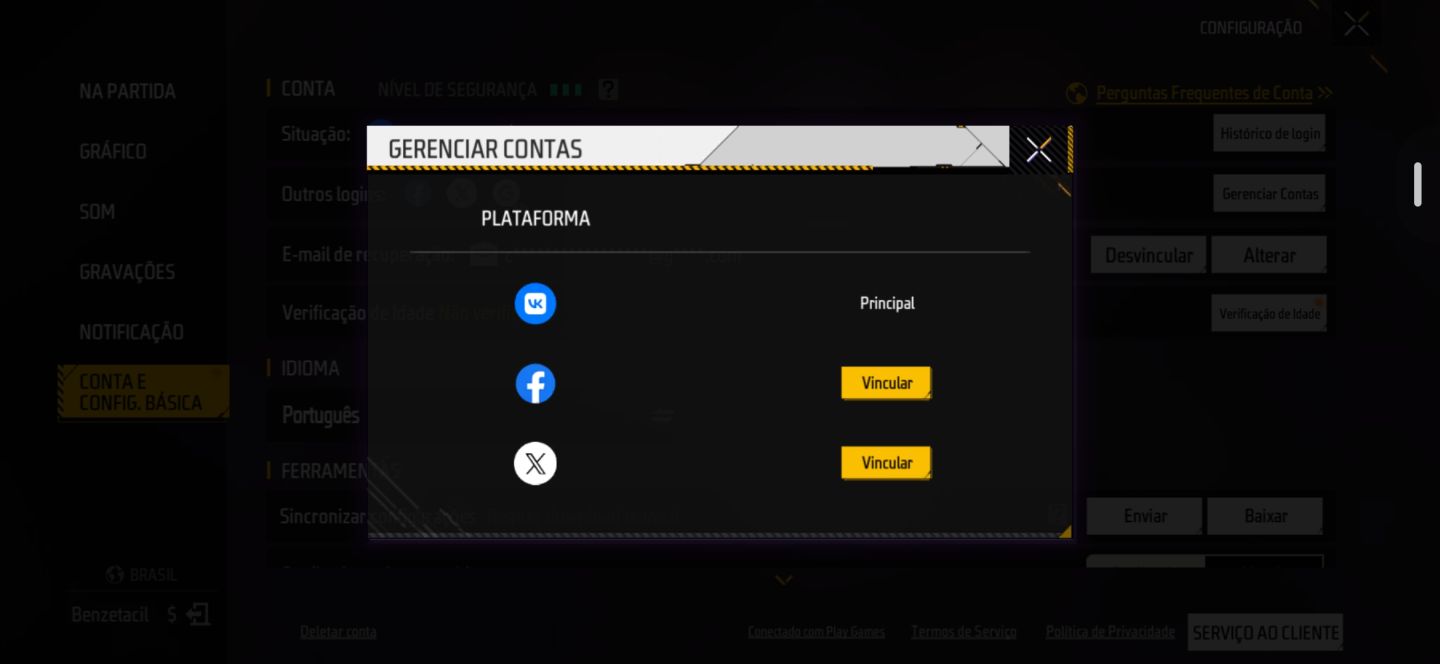 CONTA FREE FIRE NÍVEL 68 | 1.276 DIAMANTES | 400 CAMISAS | LOGIN VK + EMAIL