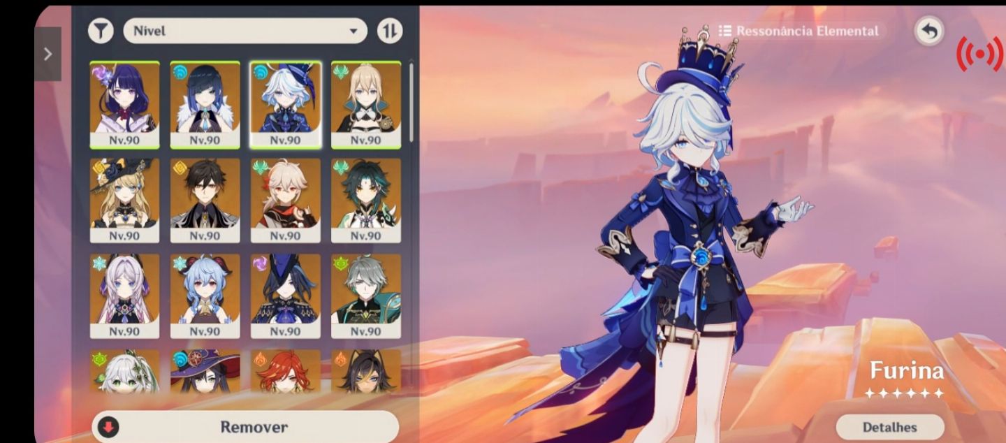Conta Genshin Impact AR60, 64 PERSONAGENS