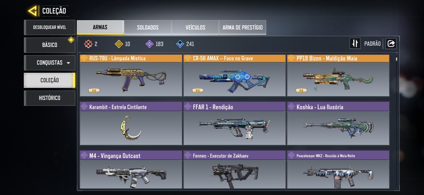 Conta call of duty mobile com personagem e armas mítica
