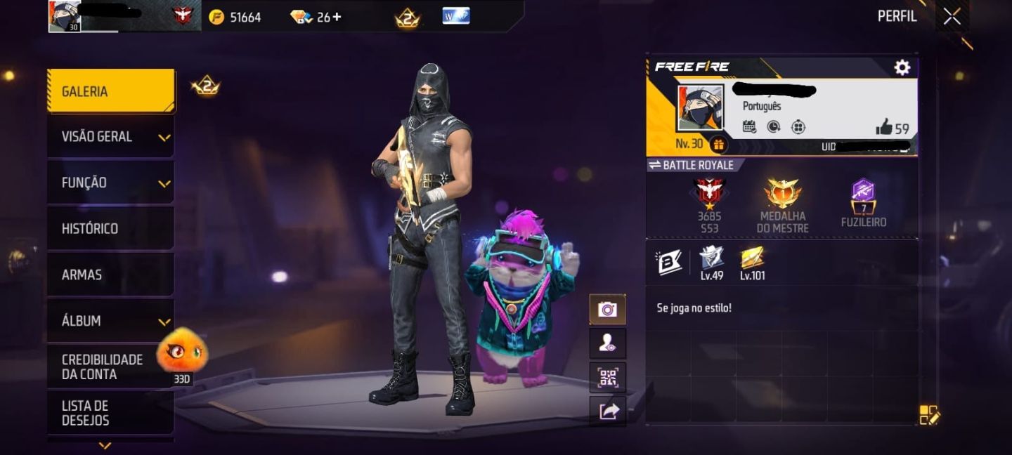 Free Fire (FF) - Conta com Evolutiva, Atributadas, Kakashi, etc.
