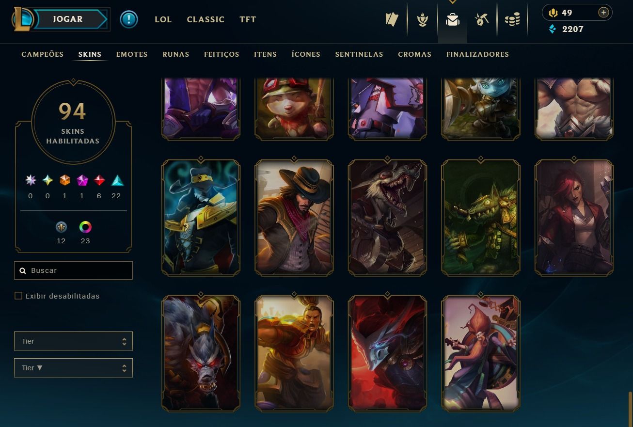Upada a Mão - Conta de 2017 - 94 Skins - Lvl 117 - 107 Campeões - 20 Cromas