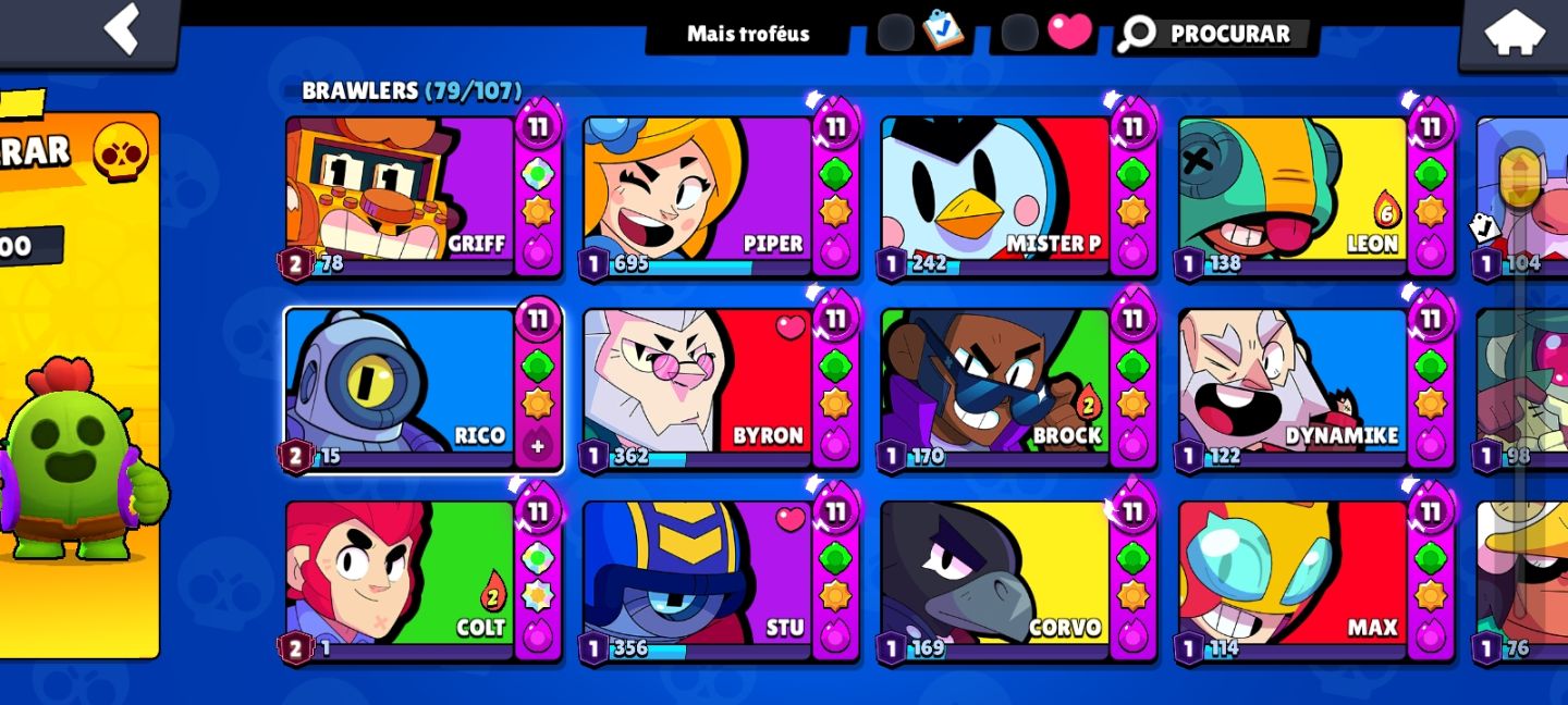Conta brawl stars e clash royale com muitos personagens