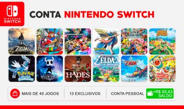 Conta Nintendo - 41 Jogos (13 exclusivos Nintendo, R$ 93 de saldo) Vale R$ 6K+