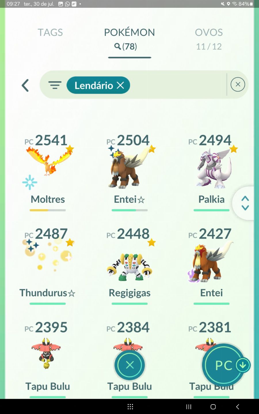 Conta de pokemon go de 2016