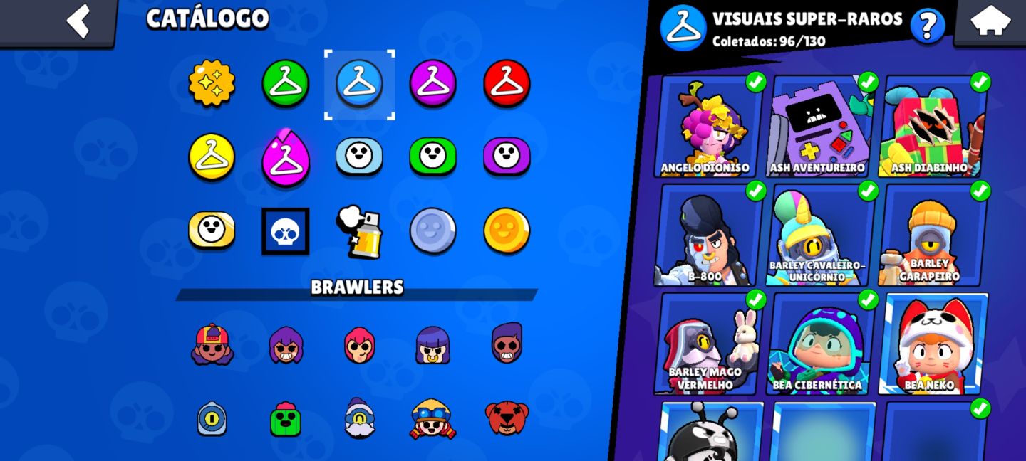 Conta de brawl de 2020,todos os brawlers,skins de hyper,brawlers quase 3k