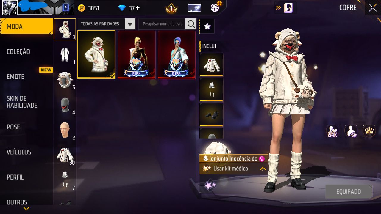 CONTA FREE FIRE PLATINA MODO RANK COM SKINS