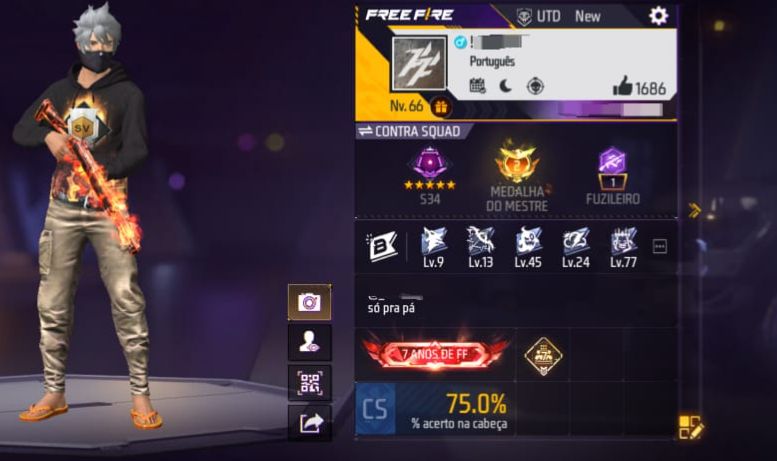 Vende-se conta de Free fire criada em 2018