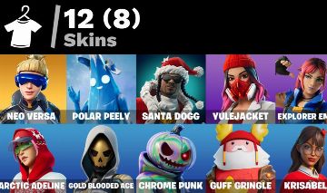CONTA FORTNITE COM 12 SKINS, INCLUINDO : Polar Peely/Santa Dogg/Yulejacket