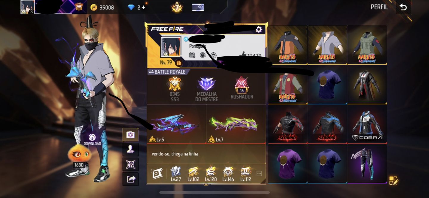 Conta de Free fire antiga nível 79
