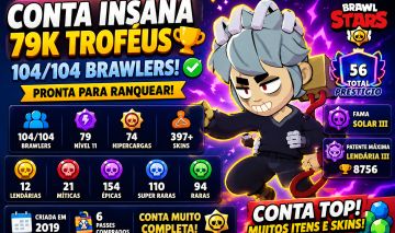 CONTA DE BRAWL STARS SUPER RARA! MUITOS BRAWLERS E SKINS!