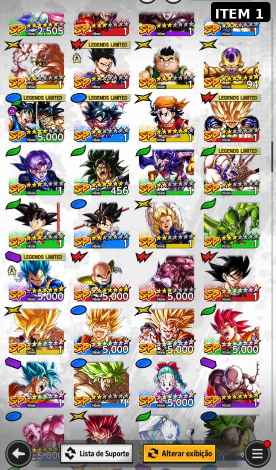 Contas Dragon Ball Legends com Ultras, LEGENDS, LFs... (Android E IOS)