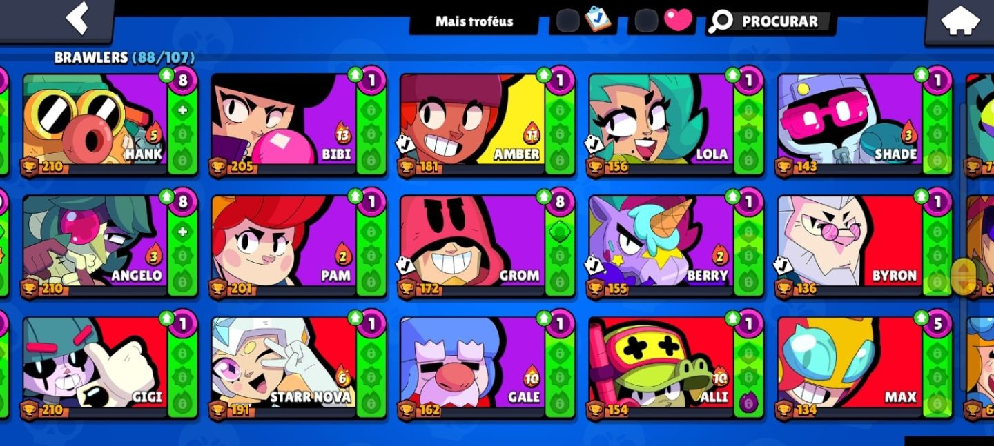 CONTA BRAWL STARS 2020 | 30K TROFÉUS | 88/107 BRAWLERS | 7 PRESTÍGIOS